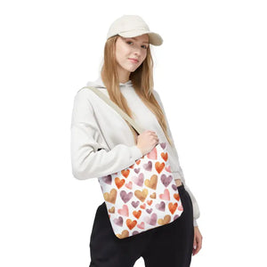 Bags - Watercolor Heart Pattern Tote Bag - Soft Joyful Design - Dipaliz