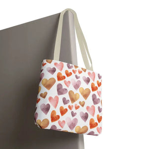 Bags - Watercolor Heart Pattern Tote Bag - Soft Joyful Design - Dipaliz