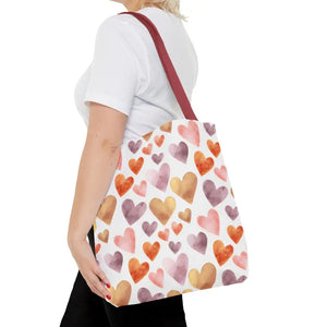 Bags - Watercolor Heart Pattern Tote Bag - Soft Joyful Design - Dipaliz