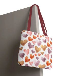 Bags - Watercolor Heart Pattern Tote Bag - Soft Joyful Design - Dipaliz