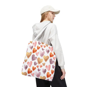 Bags - Watercolor Heart Pattern Tote Bag - Soft Joyful Design - Dipaliz