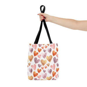 Bags - Watercolor Heart Pattern Tote Bag - Soft Joyful Design - Dipaliz