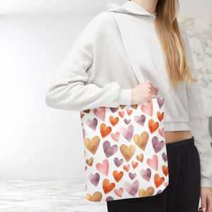 Bags - Watercolor Heart Pattern Tote Bag - Soft Joyful Design - Dipaliz