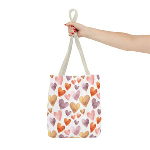 Bags - Watercolor Heart Pattern Tote Bag - Soft Joyful Design - Dipaliz