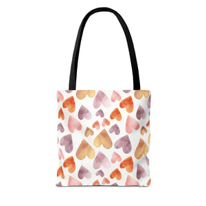 Bags - Watercolor Heart Pattern Tote Bag - Soft Joyful Design - Dipaliz