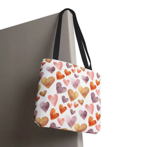 Bags - Watercolor Heart Pattern Tote Bag - Soft Joyful Design - Dipaliz