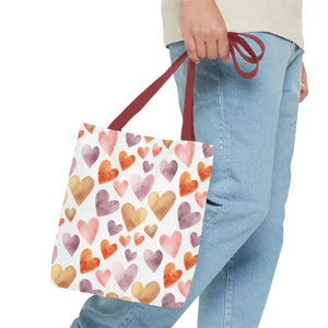 Bags - Watercolor Heart Pattern Tote Bag - Soft Joyful Design - Dipaliz