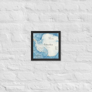 Watercolor Map Framed Poster Antarctica Design Dipaliz - Black / 10″×10″ - Posters