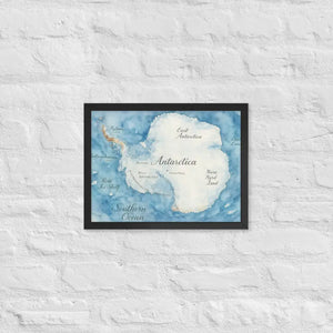 Watercolor Map Framed Poster Antarctica Design Dipaliz - Black / 12″×16″ - Posters