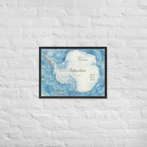 Watercolor Map Framed Poster Antarctica Design Dipaliz - Black / 18″×24″ - Posters