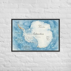 Watercolor Map Framed Poster Antarctica Design Dipaliz - Black / 24″×36″ - Posters