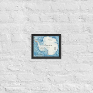 Watercolor Map Framed Poster Antarctica Design Dipaliz - Black / 8″×10″ - Posters