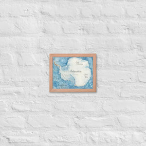 Watercolor Map Framed Poster Antarctica Design Dipaliz - Red Oak / 8″×10″ - Posters