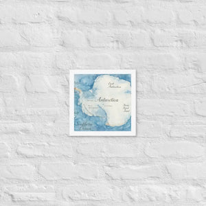 Watercolor Map Framed Poster Antarctica Design Dipaliz - White / 10″×10″ - Posters
