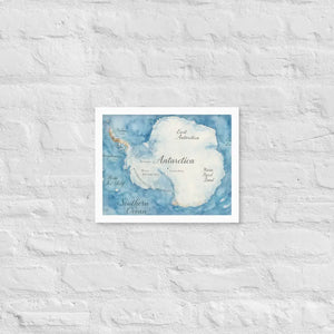 Watercolor Map Framed Poster Antarctica Design Dipaliz - White / 11″×14″ - Posters