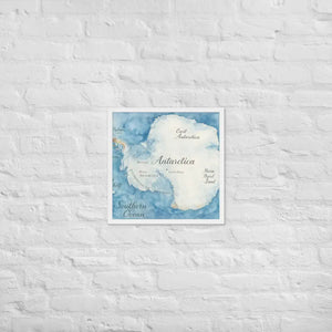 Watercolor Map Framed Poster Antarctica Design Dipaliz - White / 18″×18″ - Posters
