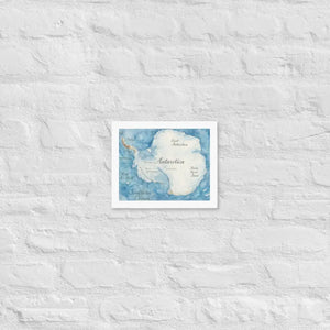 Watercolor Map Framed Poster Antarctica Design Dipaliz - White / 8″×10″ - Posters