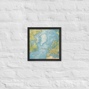 Watercolor Map Framed Poster Arctic Design Matte Finish Dipaliz - Black / 12″×12″ - Posters