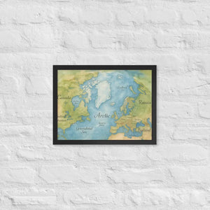 Watercolor Map Framed Poster Arctic Design Matte Finish Dipaliz - Black / 12″×16″ - Posters