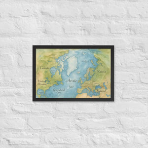Watercolor Map Framed Poster Arctic Design Matte Finish Dipaliz - Black / 12″×18″ - Posters