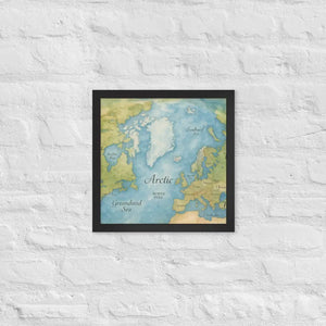 Watercolor Map Framed Poster Arctic Design Matte Finish Dipaliz - Black / 14″×14″ - Posters