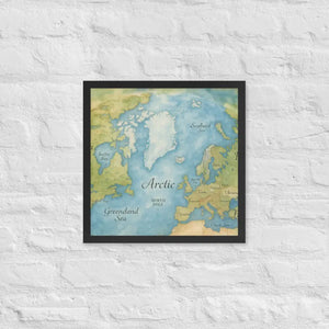Watercolor Map Framed Poster Arctic Design Matte Finish Dipaliz - Black / 16″×16″ - Posters