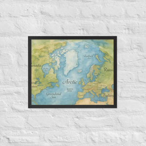 Watercolor Map Framed Poster Arctic Design Matte Finish Dipaliz - Black / 16″×20″ - Posters
