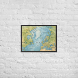 Watercolor Map Framed Poster Arctic Design Matte Finish Dipaliz - Black / 18″×24″ - Posters