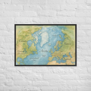 Watercolor Map Framed Poster Arctic Design Matte Finish Dipaliz - Black / 24″×36″ - Posters