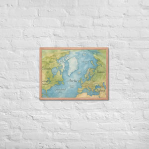 Watercolor Map Framed Poster Arctic Design Matte Finish Dipaliz - Red Oak / 18″×24″ - Posters
