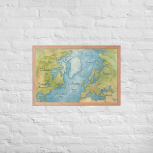 Watercolor Map Framed Poster Arctic Design Matte Finish Dipaliz - Red Oak / 20″×30″ - Posters
