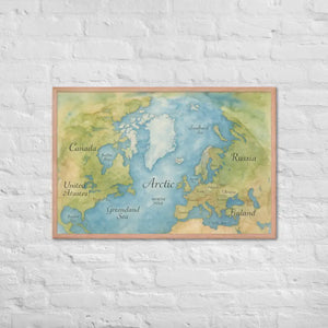 Watercolor Map Framed Poster Arctic Design Matte Finish Dipaliz - Red Oak / 24″×36″ - Posters