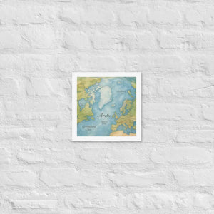Watercolor Map Framed Poster Arctic Design Matte Finish Dipaliz - White / 10″×10″ - Posters