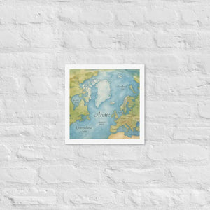 Watercolor Map Framed Poster Arctic Design Matte Finish Dipaliz - White / 12″×12″ - Posters