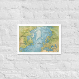 Watercolor Map Framed Poster Arctic Design Matte Finish Dipaliz - White / 12″×18″ - Posters