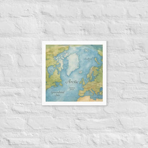 Watercolor Map Framed Poster Arctic Design Matte Finish Dipaliz - White / 14″×14″ - Posters