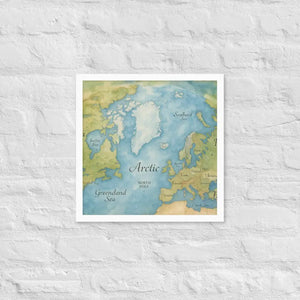 Watercolor Map Framed Poster Arctic Design Matte Finish Dipaliz - White / 16″×16″ - Posters
