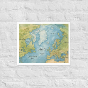 Watercolor Map Framed Poster Arctic Design Matte Finish Dipaliz - White / 16″×20″ - Posters