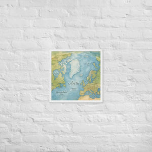 Watercolor Map Framed Poster Arctic Design Matte Finish Dipaliz - White / 18″×18″ - Posters