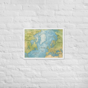 Watercolor Map Framed Poster Arctic Design Matte Finish Dipaliz - White / 18″×24″ - Posters