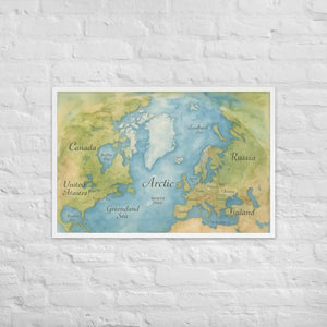 Watercolor Map Framed Poster Arctic Design Matte Finish Dipaliz - White / 24″×36″ - Posters