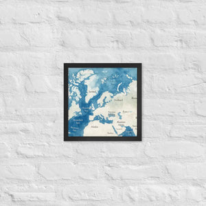 Watercolor Map Framed Poster Arctic Design Matte Finish Dipaliz - Black / 12″×12″ - Posters