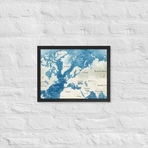 Watercolor Map Framed Poster Arctic Design Matte Finish Dipaliz - Black / 12″×16″ - Posters