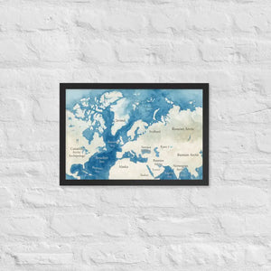Watercolor Map Framed Poster Arctic Design Matte Finish Dipaliz - Black / 12″×18″ - Posters