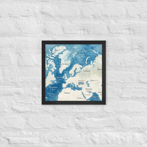 Watercolor Map Framed Poster Arctic Design Matte Finish Dipaliz - Black / 14″×14″ - Posters