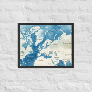 Watercolor Map Framed Poster Arctic Design Matte Finish Dipaliz - Black / 16″×20″ - Posters