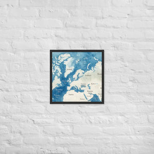 Watercolor Map Framed Poster Arctic Design Matte Finish Dipaliz - Black / 18″×18″ - Posters