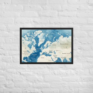 Watercolor Map Framed Poster Arctic Design Matte Finish Dipaliz - Black / 20″×30″ - Posters