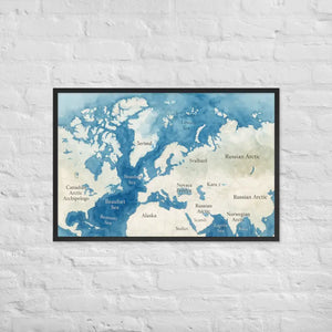 Watercolor Map Framed Poster Arctic Design Matte Finish Dipaliz - Black / 24″×36″ - Posters