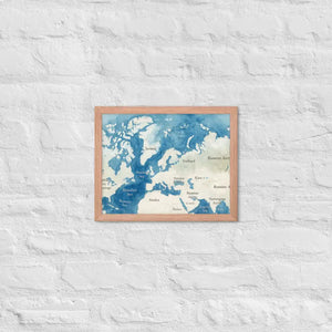 Watercolor Map Framed Poster Arctic Design Matte Finish Dipaliz - Red Oak / 11″×14″ - Posters